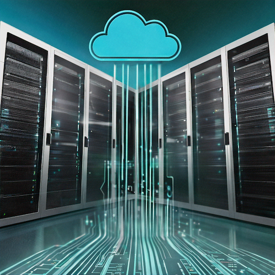 Data flowing from a datacenter to the cloud.